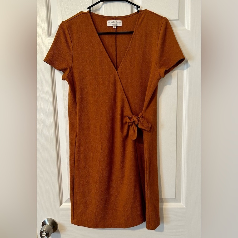 Madewell Texture & Thread Side-Tie Short Sleeve V-Neck Dress - size S - Picture 3 of 6